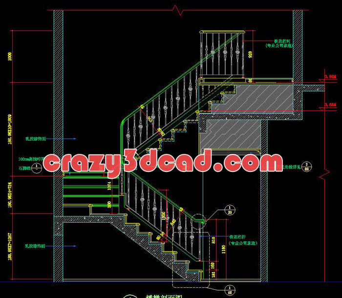 Stair cad building sectional view